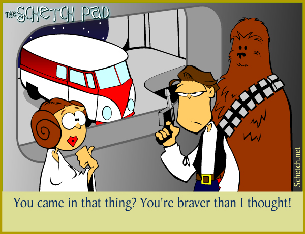 Seriously, whenever I step through to the driver's seat from the mid-section of my Bus, I always say, "Punch it, Chewie!" When my son is with me, he does his best Wookiee-noise.